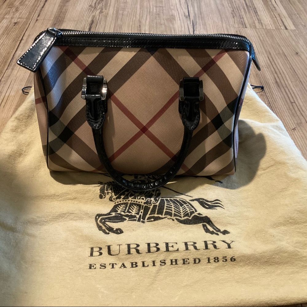 Used but in Good Condition Burberry Nova Check Small Chester Bowling Bag Black